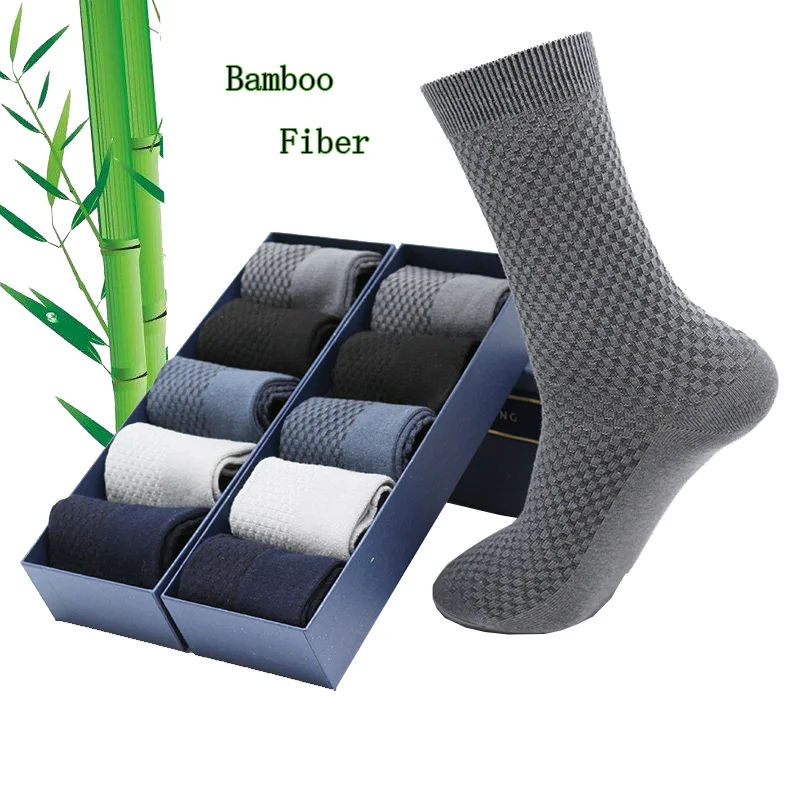 Men's Bamboo Fiber Business Socks High Quality Breathable Fashion Long Black Harajuku Retro Socks 5 Pair SIZE 40-46 men socks cotton large size 44 45 46 47 business long socks breathable deodorant big size fashion high quality oversize sox