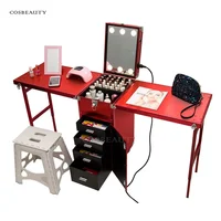 Portable and foldable nail polish storage studio tech table technician nail desks with drawers manicure table for salon shops 2