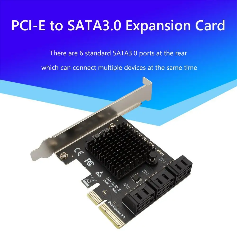 SATA PCIe 어댑터 6포트 SATA 3.0 to PCI Express x4 확장 카드 SATA III to PCI-E 3.0 X4 컨트롤러 HDD용 ASMedia ASM1166