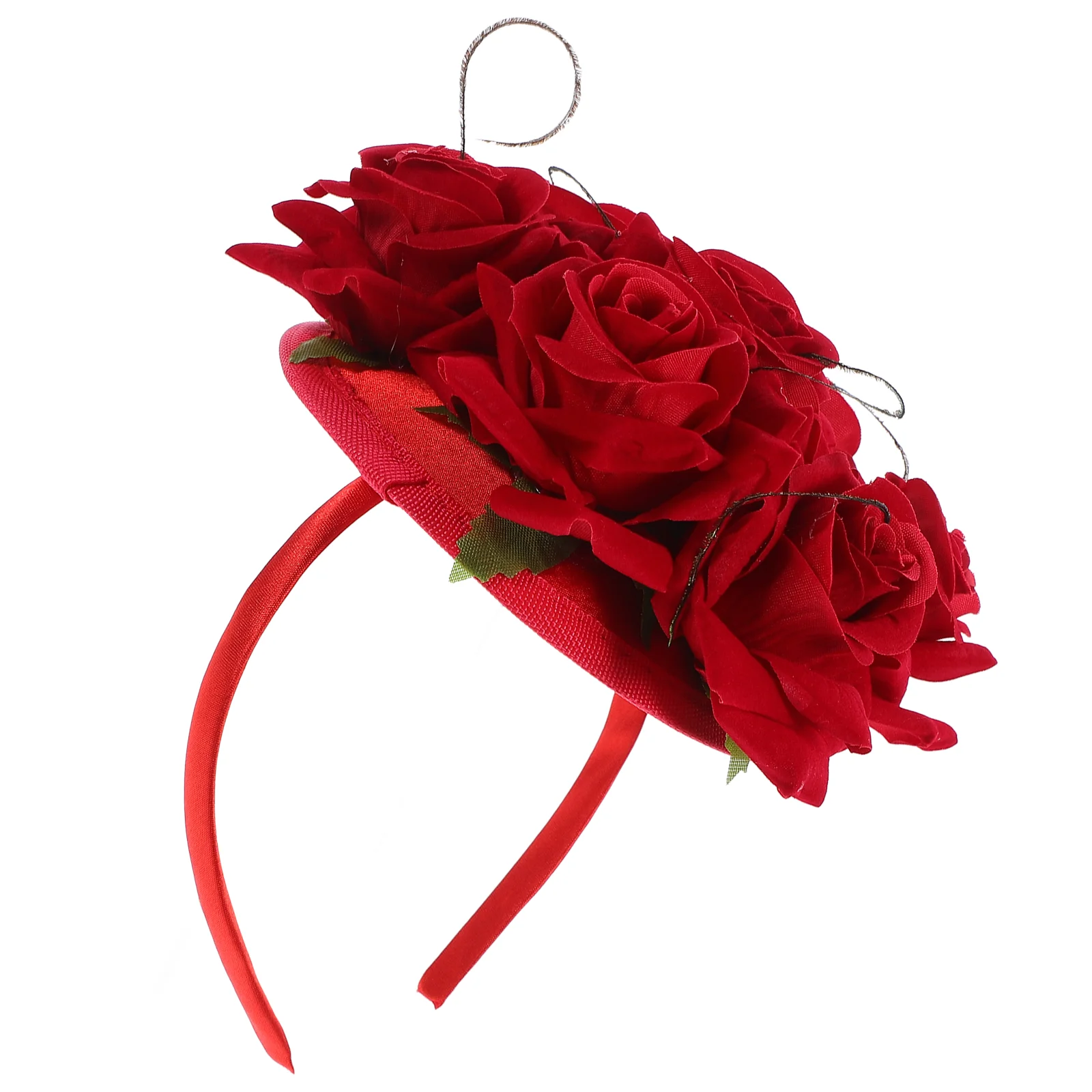 

Headband Hat for Women Rose Designed Hair Decor Grace Party Elegant Fabric Metal Hoop Tea