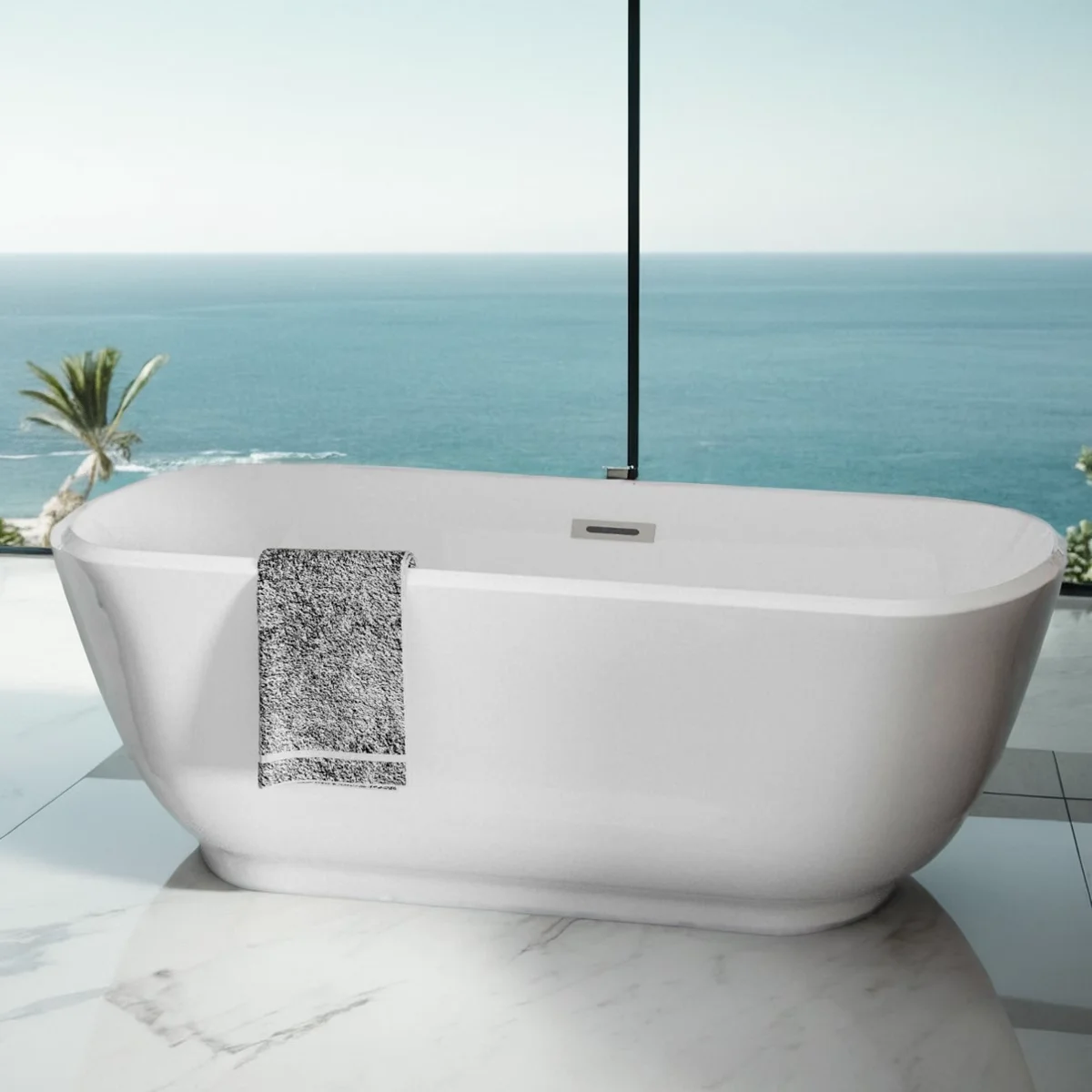 Acrylic Alcove Freestanding Soaking Bathtub 2