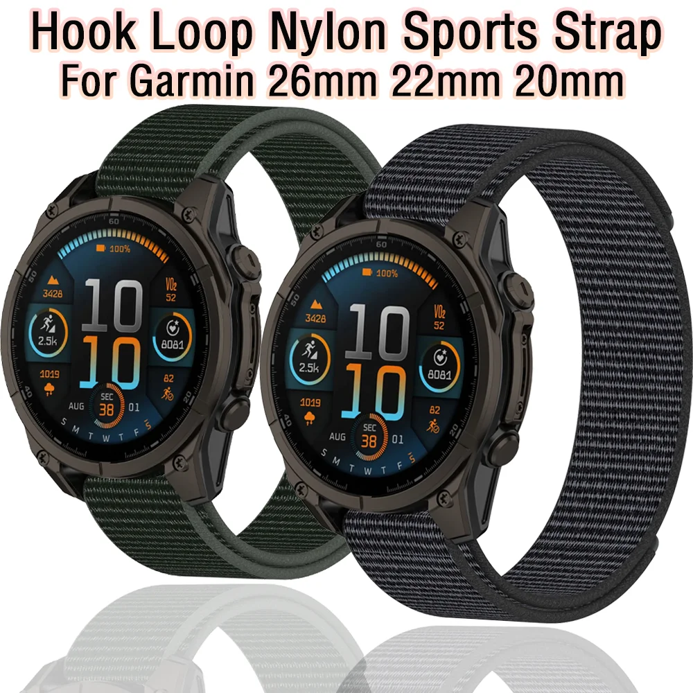 Durable Nylon Hook & Loop Strap for Garmin Smartwatch – Adjustable Wristband Bracelet