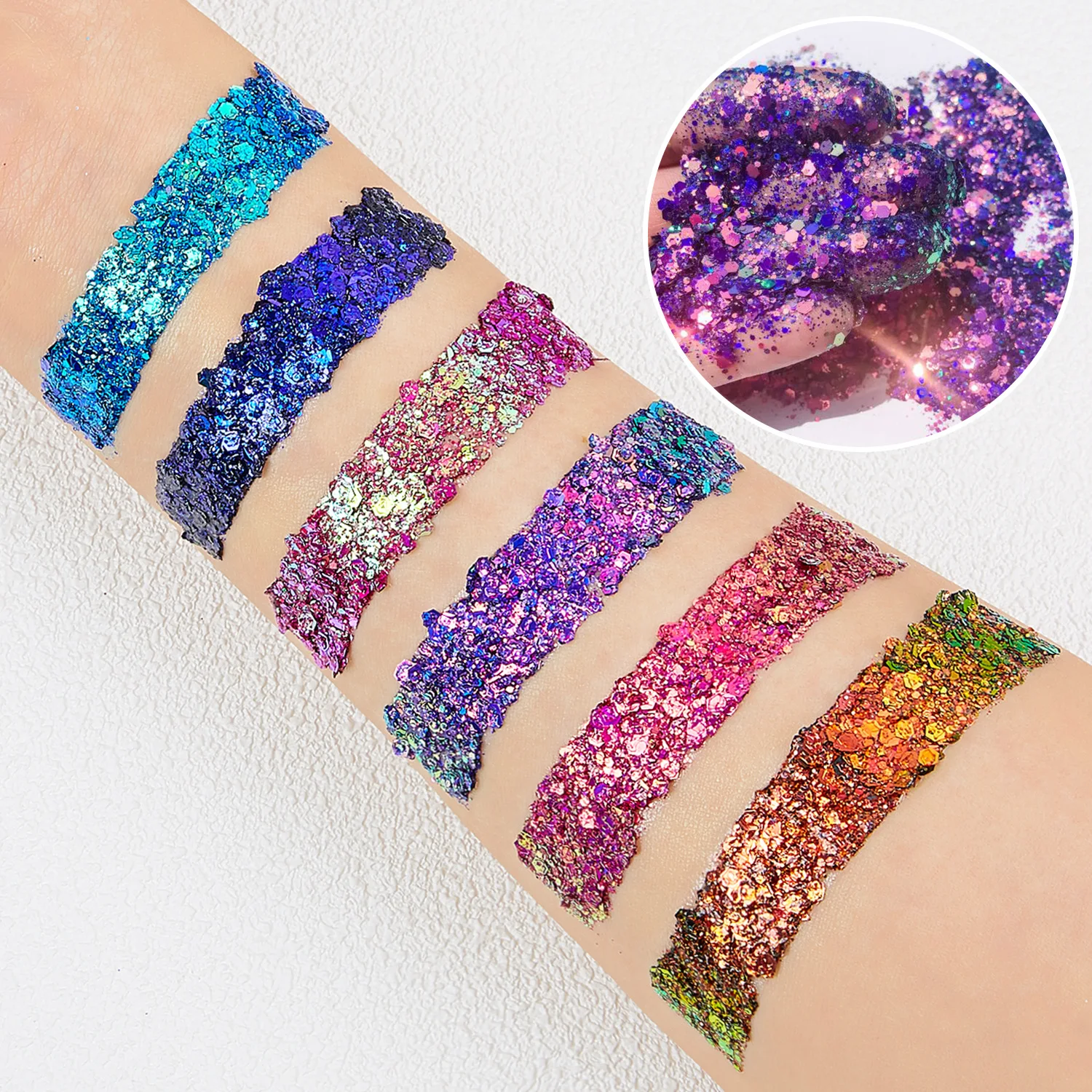 12 Color Festival Body Chunky Glitter Gel Face Hair Nail Eye Decoration Loose Sequins Holographic Glitter Sets 4