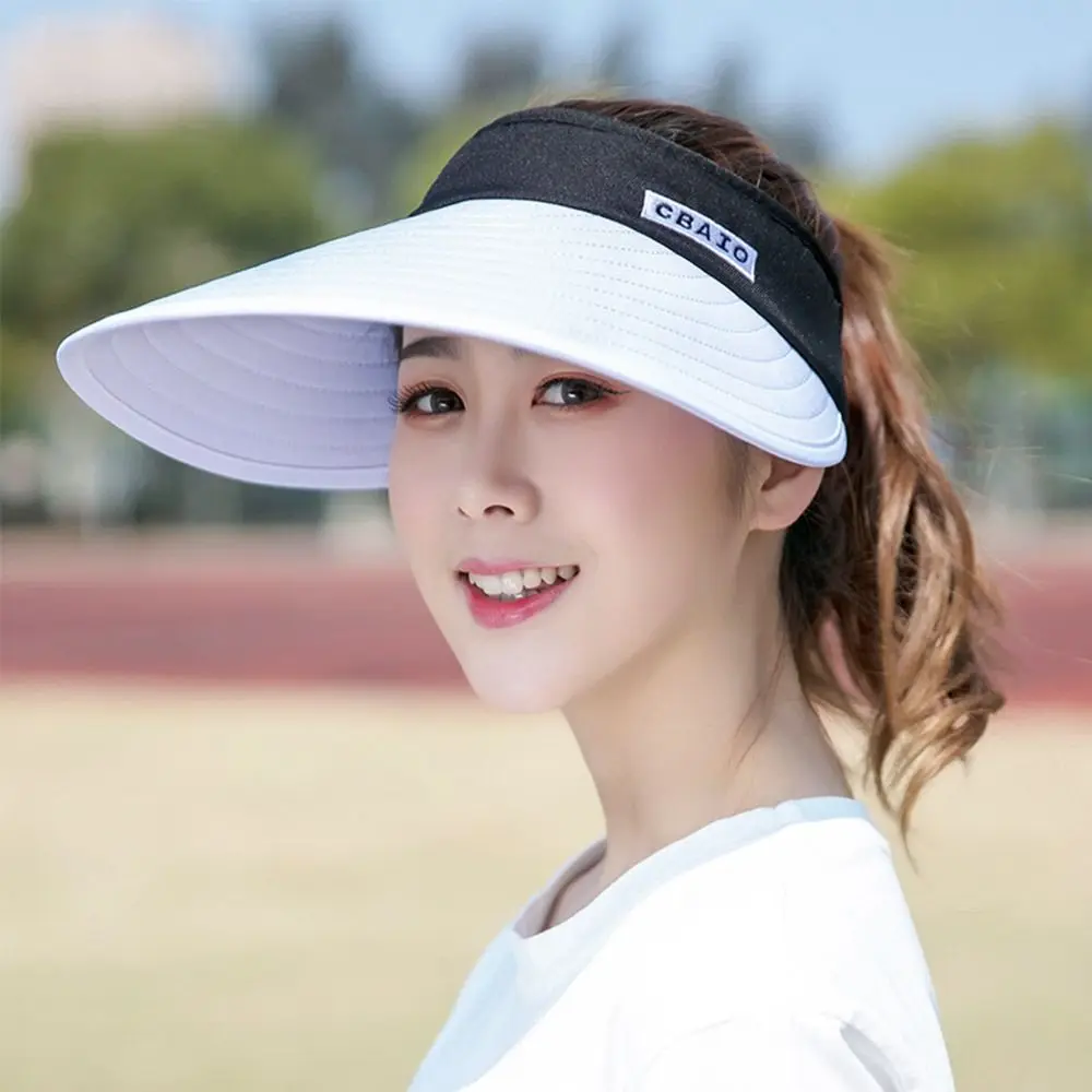 2021 nuove donne estate visiera parasole cappello a tesa larga cappello da spiaggia protezione UV regolabile cappellino femminile cappellini in puro cotone imballabili  200000297