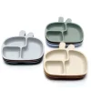 Silicone Baby Dinner Plate Food Grade Baby Supplement Bowl Set Children's Divided Dinner Plate Suction Cup One Piece 6