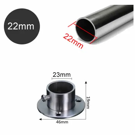 2 Pezzi Supporto Per Tubo Armadio Barra Supporto Guardaroba Binario Sospeso Asta Presa Staffa Di Supporto Terminale Flangia Supporto 19/22/25mm Diametro - Foto 3