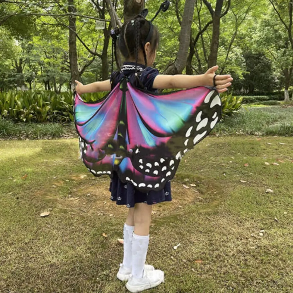 Kids Butterfly Wings Cape Girls Fairy Shawl Pixie Cloak Fancy Dress Costume Gift