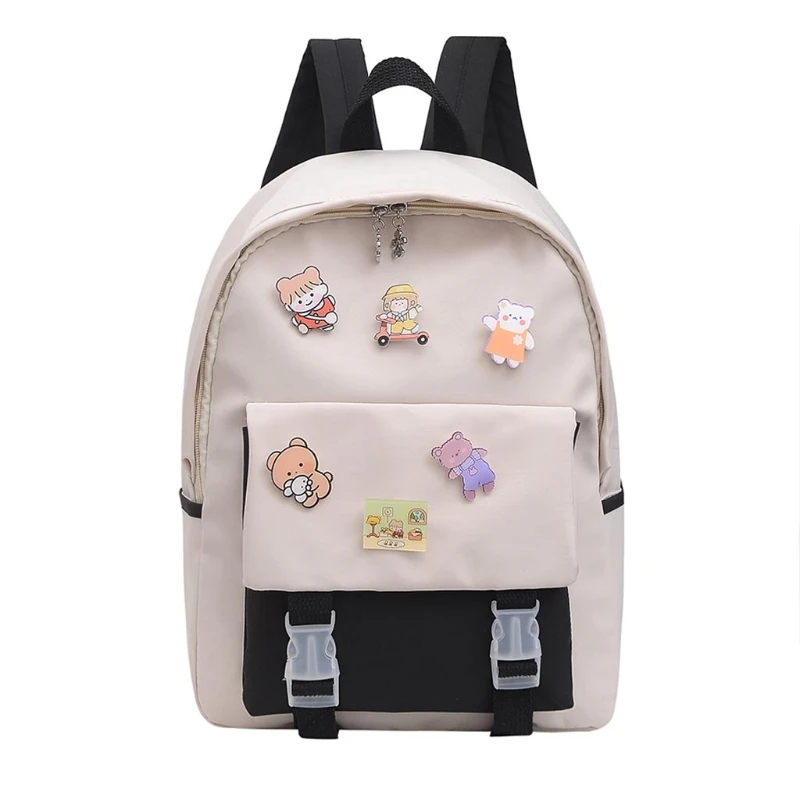 Lovely Backpack Rucksack Teenage Girls School Bag Student Daypack Female Book Bags Multifunctional Schoolbag Badge