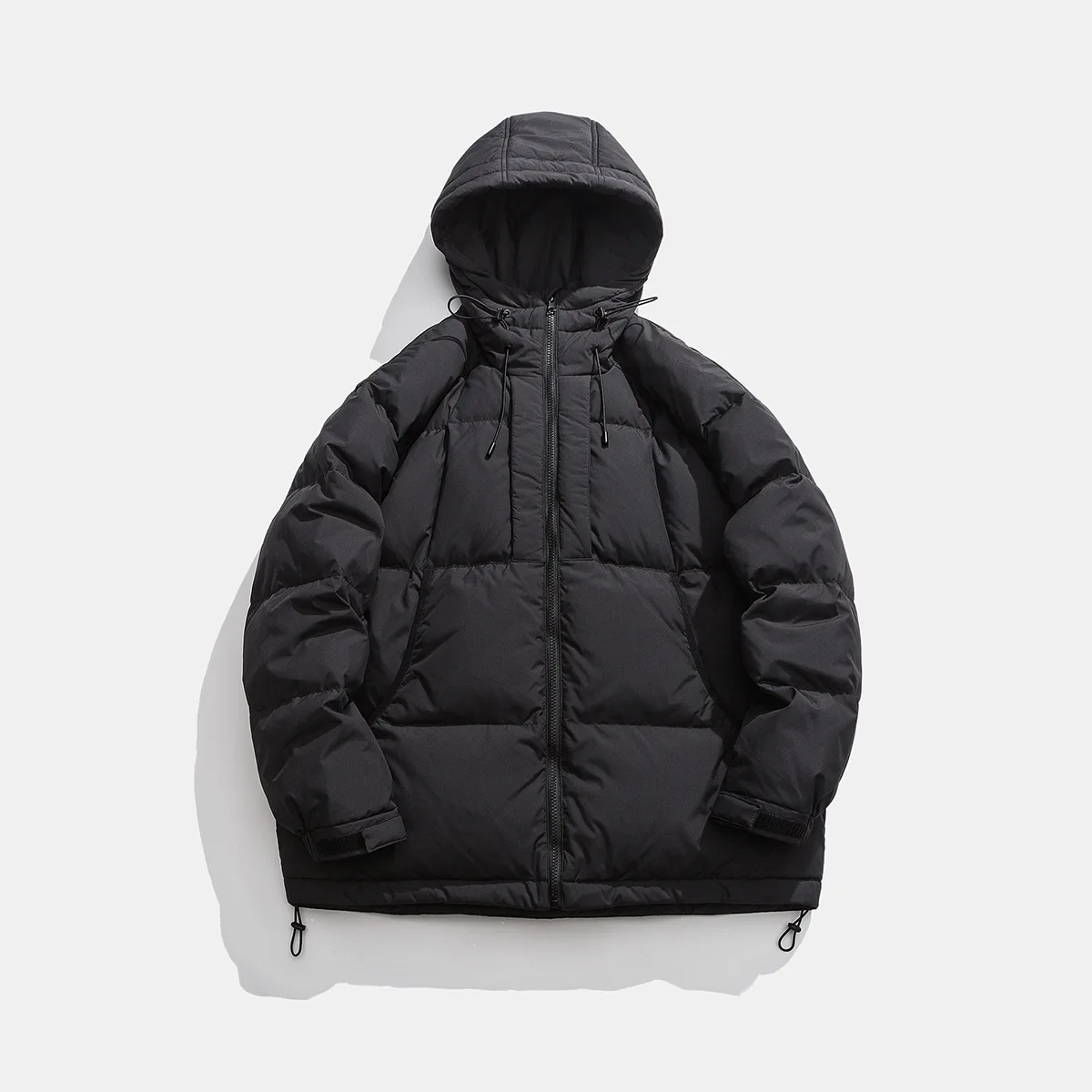Vintage winter Japanese outdoor workwear hooded versatile trendy down jacket couple solid color jacket