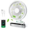Oscillating Desk Fan 4000mAh Battery Powered & USB Rechargeable Small Personal Fan Quiet Table Fan Portable Fan 4 Speed with LED 1