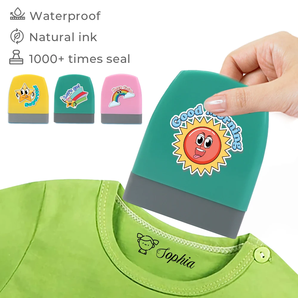 Cartoon Sun Start Rainbow Quotes Name Stamp For Personalise For Baby Student Clothes Waterproof Kawaii Name Sticker Gift