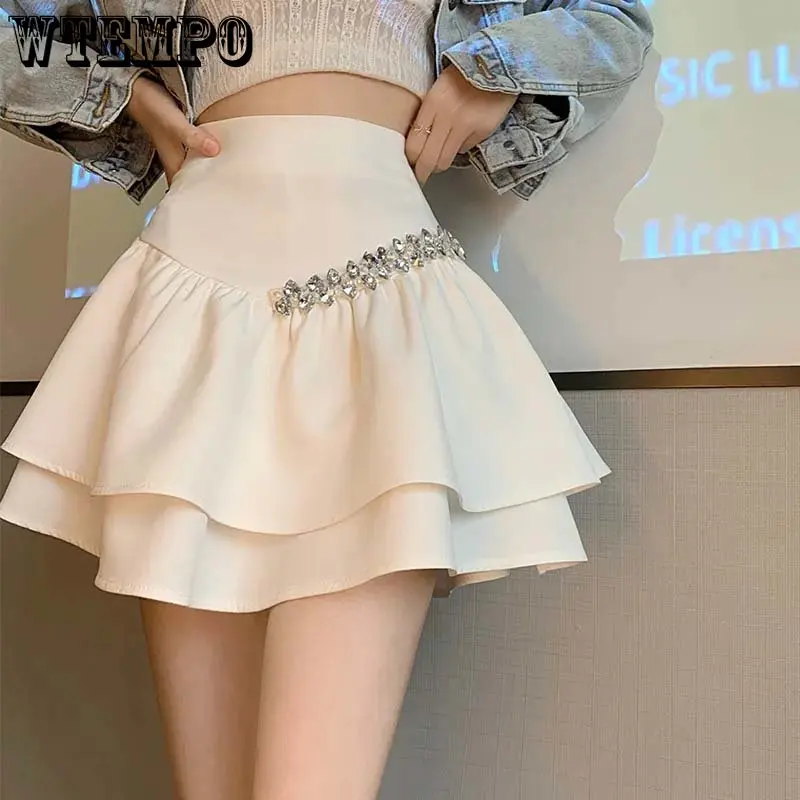 Falda blanca elegante de corte en A para mujer, Falda corta informal  ajustada de cintura alta de estilo coreano, falda de pastel para mujer de  verano 2023 - AliExpress