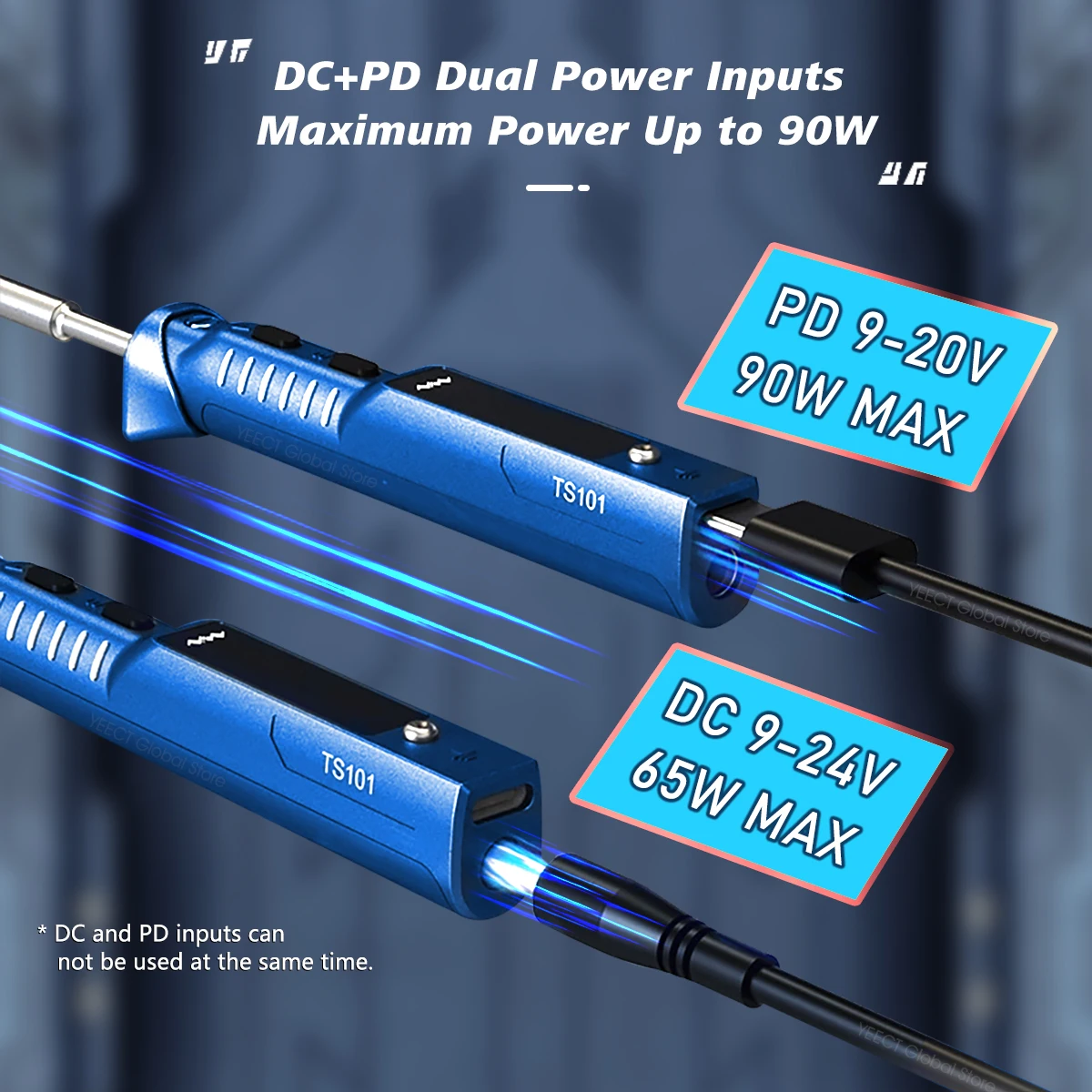 파란색 오리지널 전기 납땜 인두, 90W 온도 조절 가능, TS 101 미니 납땜 인두, PD 플러그 포함, TS100 업그레이드, 신제품