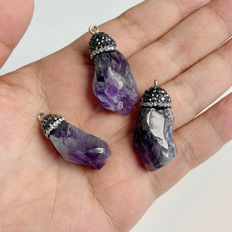 Jewelry :: Necklaces :: Pendant Necklaces :: Raw Amethyst Necklace Healing Crystal  Pendant Best Selling Items for Protection and Grounding February Birthstone  Gift for Her