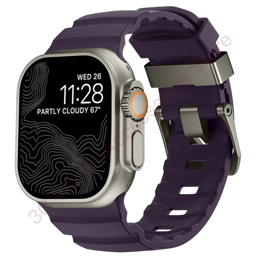 Silicone & Titanium Metal Hybrid Bracelet Strap