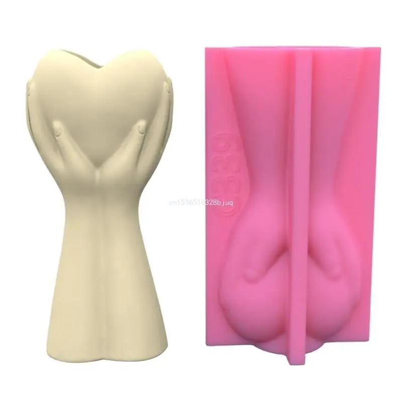 

Soft Silicone Mould Vase Molds Hold Heart with Hand Flower Pot Epoxy Resin Mold Dropship