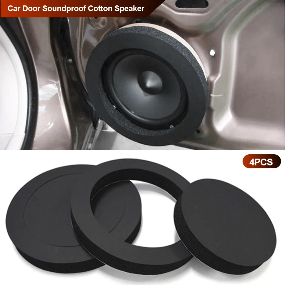 6.5" Car Door Soundproof Cotton Speaker Bass Ring Foam Woofer Pad Noise Sound Insulation Ring Car Accessories Interior 4pcs