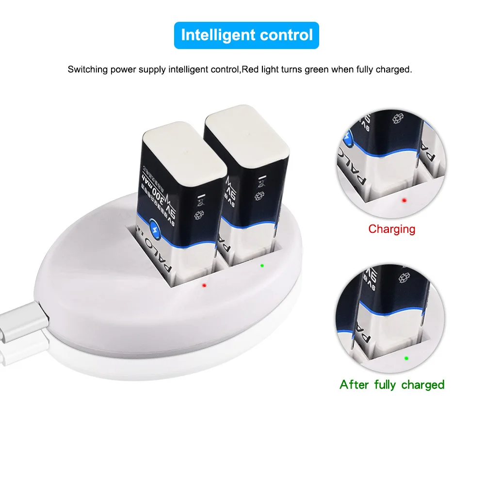 9V Battery Charger battery charger For 9v 6f22 Li-ion Ni-MH Ni-CD battery + 2pcs 9v Ni-MH Rechargeable battery rechargeable nickel metal hydride batteries Low self-discharge