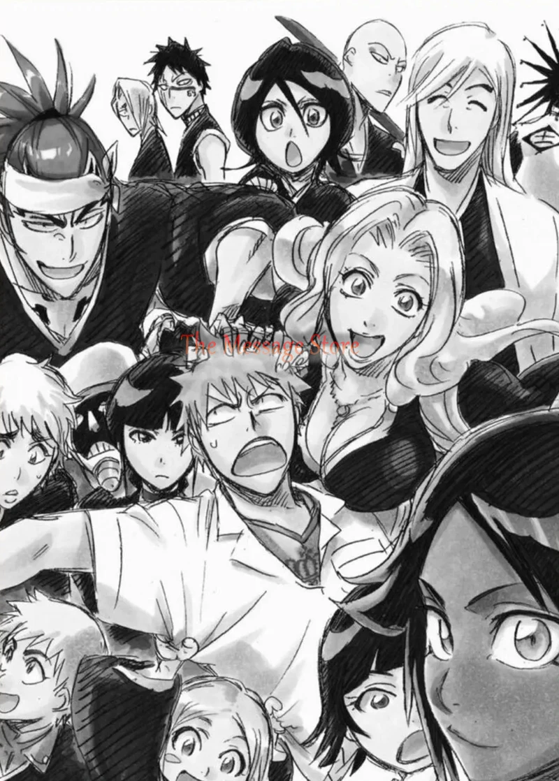 Japanese Manga Bleach Black and White Anime Characters Poster Canvas Print Wall Art