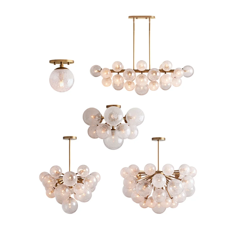 E14 LED American Golden Chrome Stainless Steel Glass Chandelier Lighting Suspension Luminaire Lampen For Dinning Room