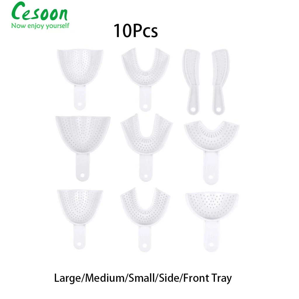 

10 Pcs Dental Impression Plastic Trays Without Mesh Tray Teeth Holder Trays L/M/S/Front/Side White Dentistry Materials Myobrace