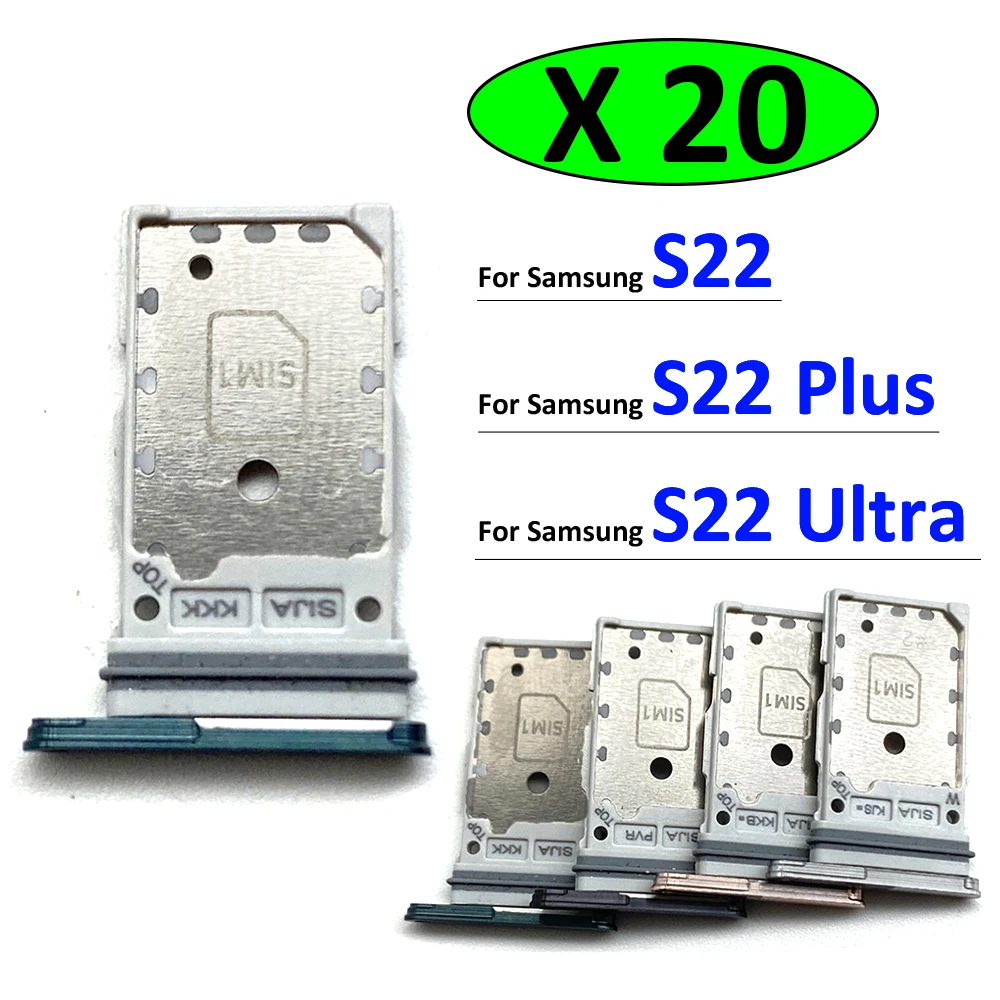 20 Pz/Lotto, Originale Per Samsung S22 Plus Ultra Dual Sim Card Vassoio Slot Holder Parti Di Ricambio