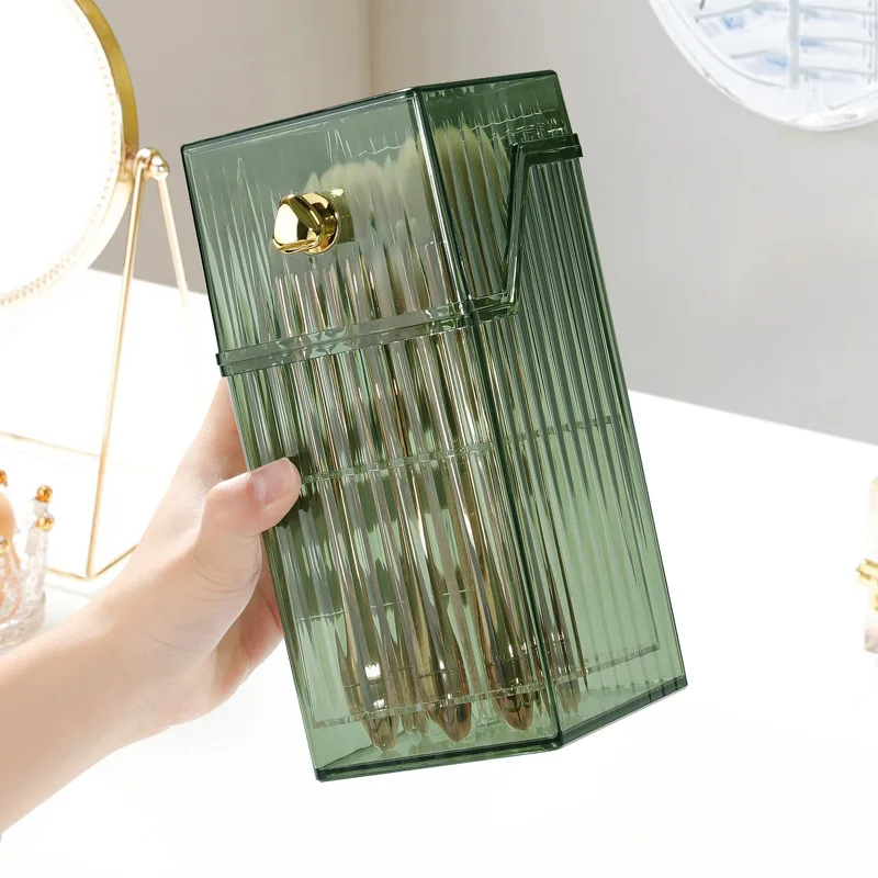 Fashion Plastic Makeup Brush Holder Organizer Lipstick Eyebrow Pencil Holder Makeup Organizer Desktop Cosmetic Storage Box 3