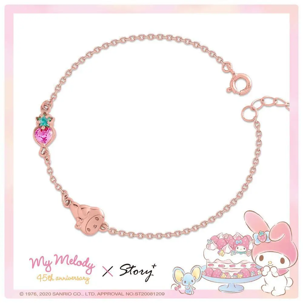 

Sanrio Jewelry Story Silver Jewelry Sanrio Sanrio Mymelody Strawberry Bright Crystal 925 Silver Plated Bracelet Rose Gold