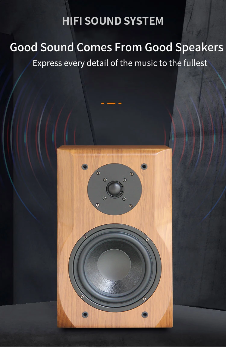 Description Picture 2 of item6.5 Inch Bookshelf Speaker HIFI Wooden Passive F30 4Ohm 25~200W Audio Sound Amplifier Monitor Speaker Music Player