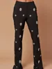 EOEN Patchwork Diamonds Two Piece Set For Women Notched Collar Long Sleeve Blazer High Waist Flare Pant Chic Sets Female 2