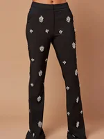 EOEN Patchwork Diamonds Two Piece Set For Women Notched Collar Long Sleeve Blazer High Waist Flare Pant Chic Sets Female 2