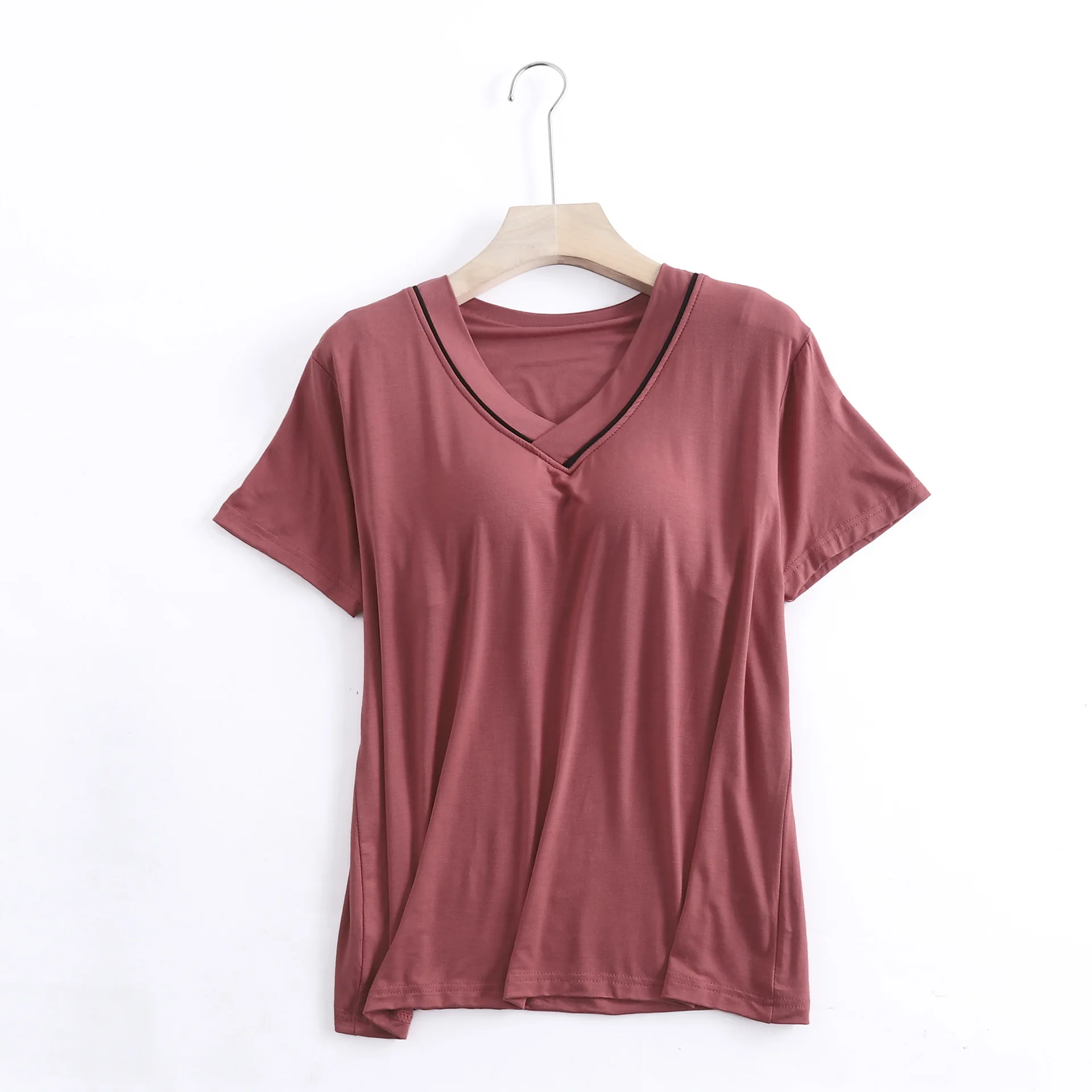 Casual Brust Pad Nachtwäsche Tops Für Frauen Neue Kurzarm T-Shirt Sommer Modale Bequeme Nachtwäsche Nachtwäsche One Piece Pyjamas – Detail 1