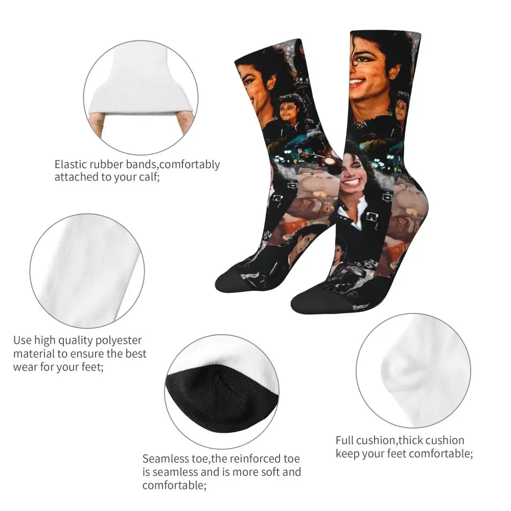 Michael Jackson Musicians Singers Dancers Socks Harajuku Stockings All Season Long Socks Accessories for Unisex Christmas Gifts