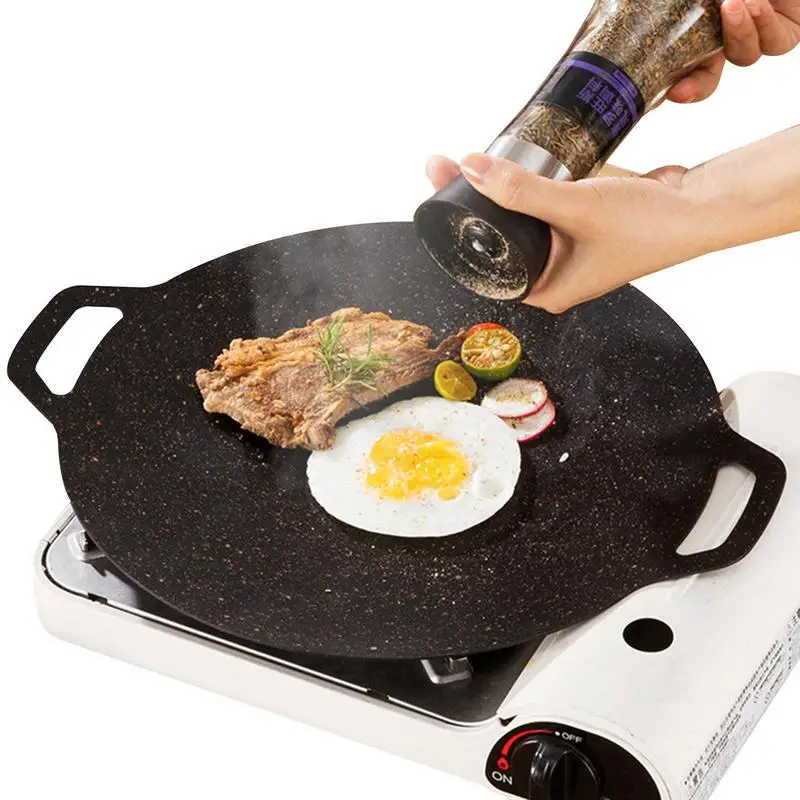 Grill Pan Korean Round Non-Stick Barbecue Plate Outdoor Travel Camping Frying Pan Barbecue Accessories 28/30/34/38CM