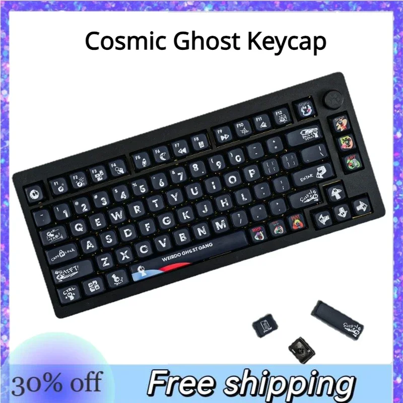 

New Cosmic Ghost Keycap 122-key PBT+PC Double Transparent Material Five-sided Sublimation MAD Highly Black Transparent Keycap