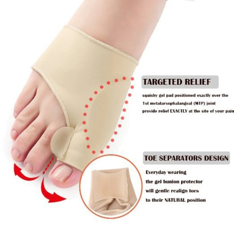 Toe Separators 1Pair Toe Separator Hallux Valgus Bunion Corrector Orthotics Feet Bone Thumb Adjuster Correction Pedicure Sock Straightener