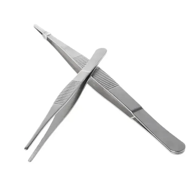 1Pcs 12.5/16/20/25/30CM Toothed Tweezer Straight Tweezer Long Barbecue Food Tong Stainless Steel Home Garden Kitchen BBQ Tool 3