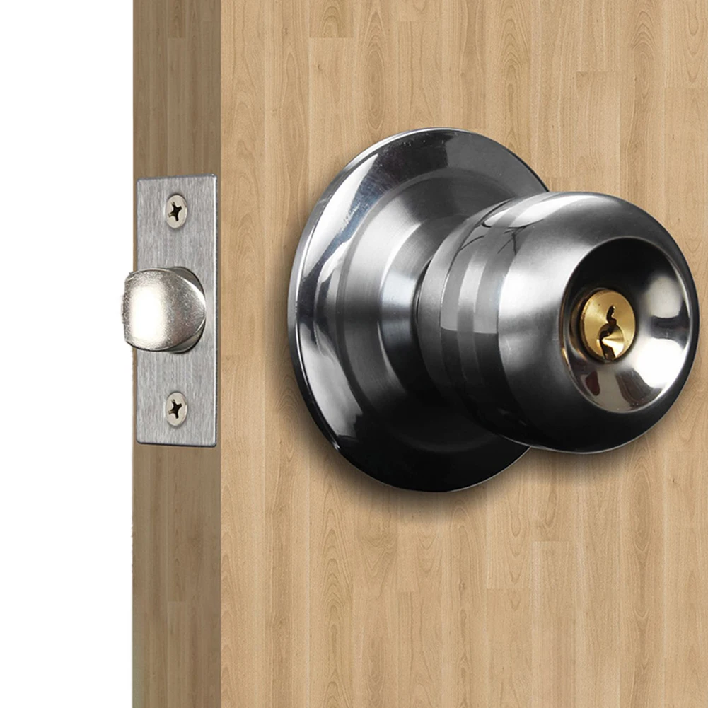 Privacy Door Knobs Lock Interior Round Locks Bedroom Bathroom Stainless Turn Thumb Locking Round Door Handle 1 Pack door knob door lock