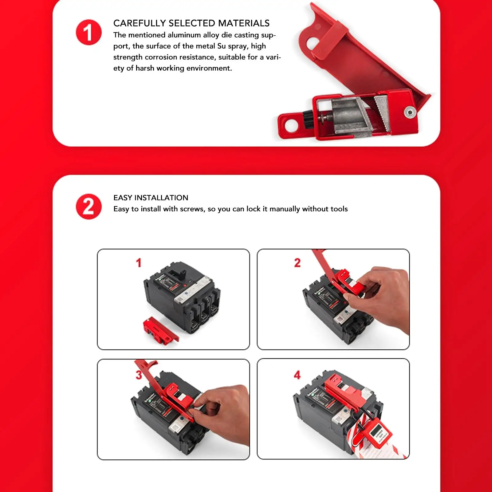 Impact-Resistant for circuit Breaker Lockout Tagout Box-Energy Isolation Lock for Breakers