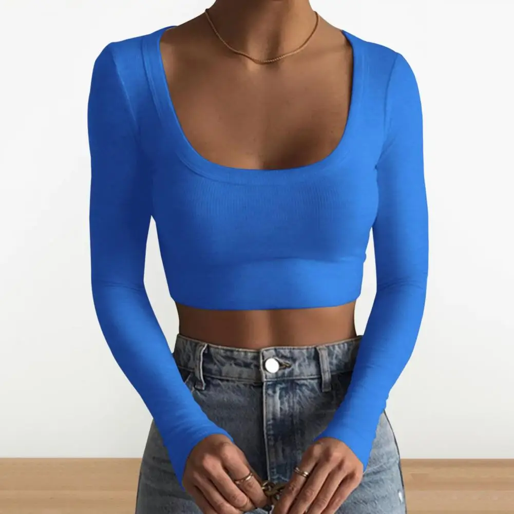 

Women Lightweight Long Sleeve Top Long Sleeve Tops Autumn Clothing Ladies' U-neck Long Sleeve Slim T-shirt Soft for Women
