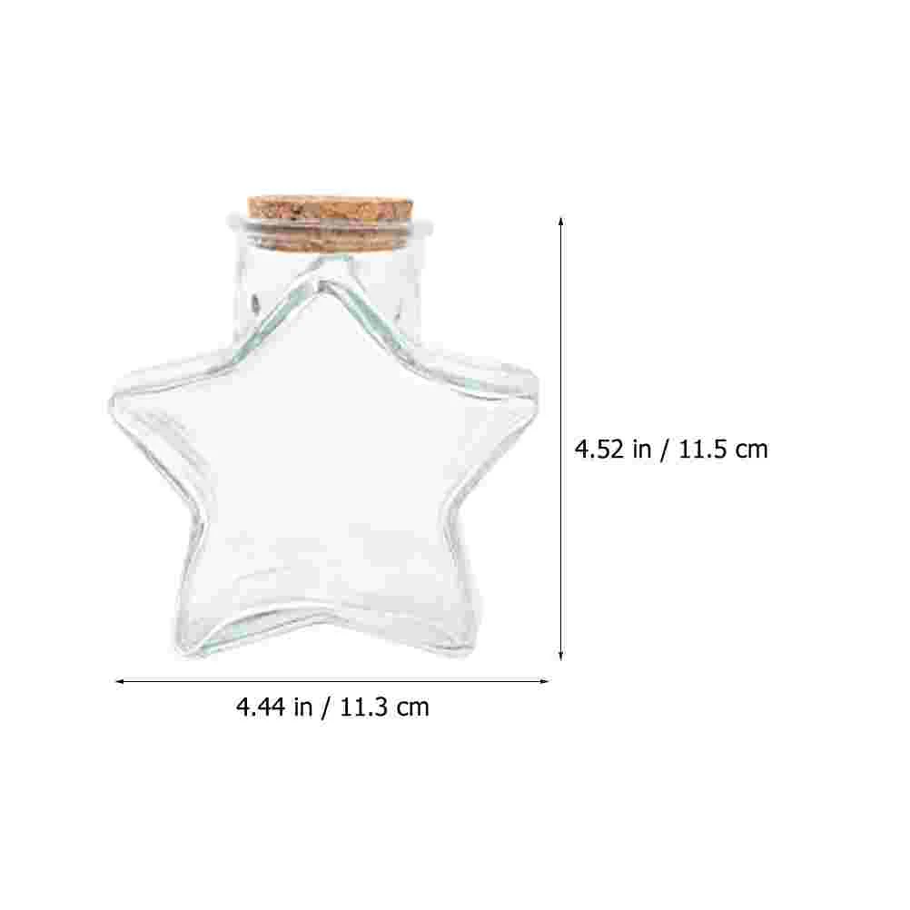 2pcs Craft Storage Jar Transparent Wishing Bottles Star Shape Glass Jars Corked Drift Bottles for Home Outdoor