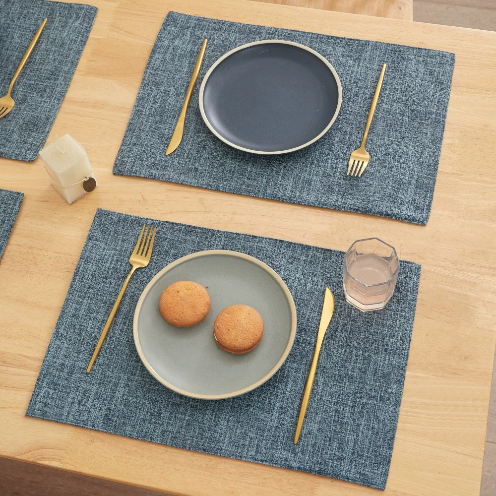 Set of 4 Dual-Layered Faux Linen Heat Resistant Placemats