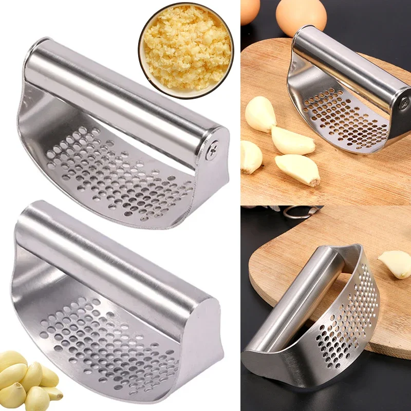 Hachoir-presse-ail et gingembre manuel en acier inoxydable, ustensile de cuisine à bascule._voghion.com