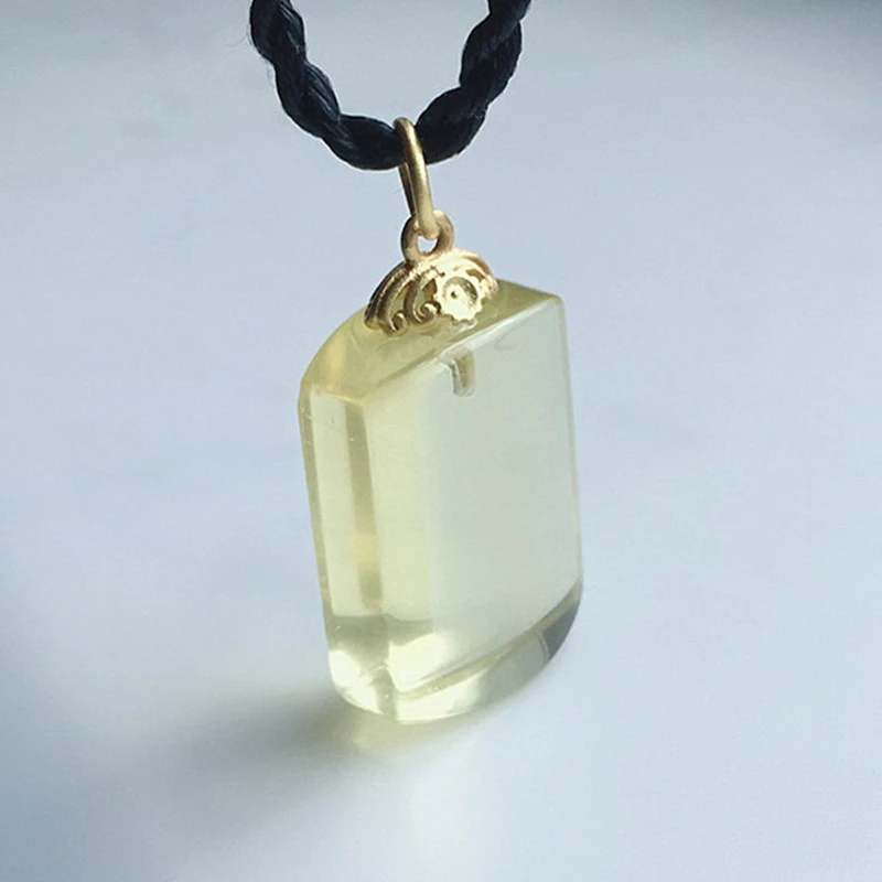 

Natural Yellow Citrine Quartz Rectangle Bead Pendant Women Men Jewelry 22x15mm Citrine Wealthy Necklace AAAAA