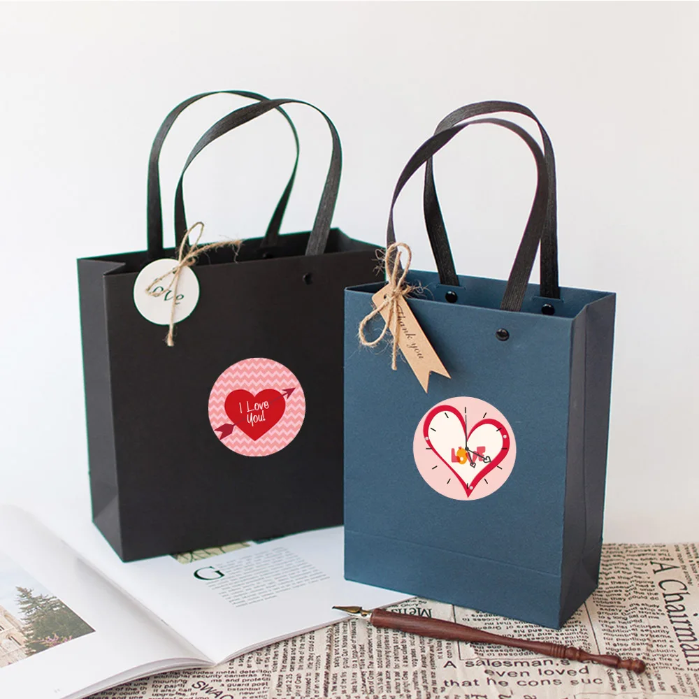 50–500 Stück rote herzförmige Etiketten zum Valentinstag, Papierverpackung, Aufkleber, Süßigkeiten, Dragee-Beutel, Geschenkbox, Verpackungsbeutel, Hochzeit – Detail 10