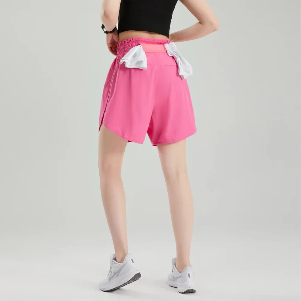 White High-Waist Sports Pants Women's Fitness Shorts Anti-Light Running Trousers Summer Sportswear Hot Pants Female Model