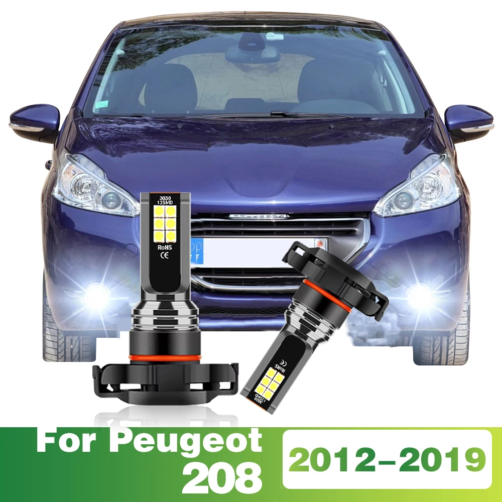 2x Led Fog Lights 5202 5201 PS24W Bulbs Car Front Lamp 6000K 12V Replace For Peugeot 208 2012 2013 2014 2015