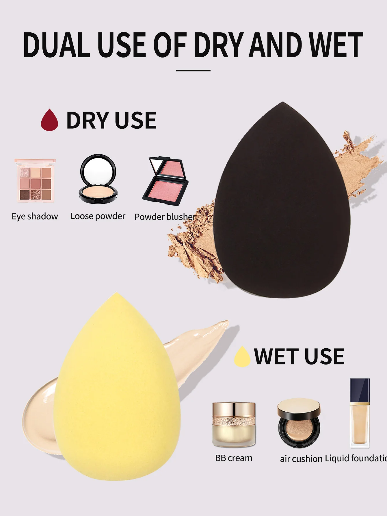 50PCS Mixed color Makeup Sponge,Suitable For Cream & Powder Concealer, Loose Powder Makeup Applicator Random mixing of colors 3