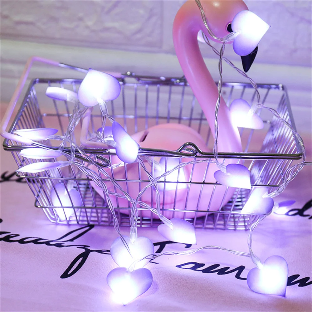 LED 러브 스트링 조명, 핑크 퍼플 블루 크리스마스 웨딩 생일 파티 홈 장식, 동화 화환 조명, 10 LED, 20LED
