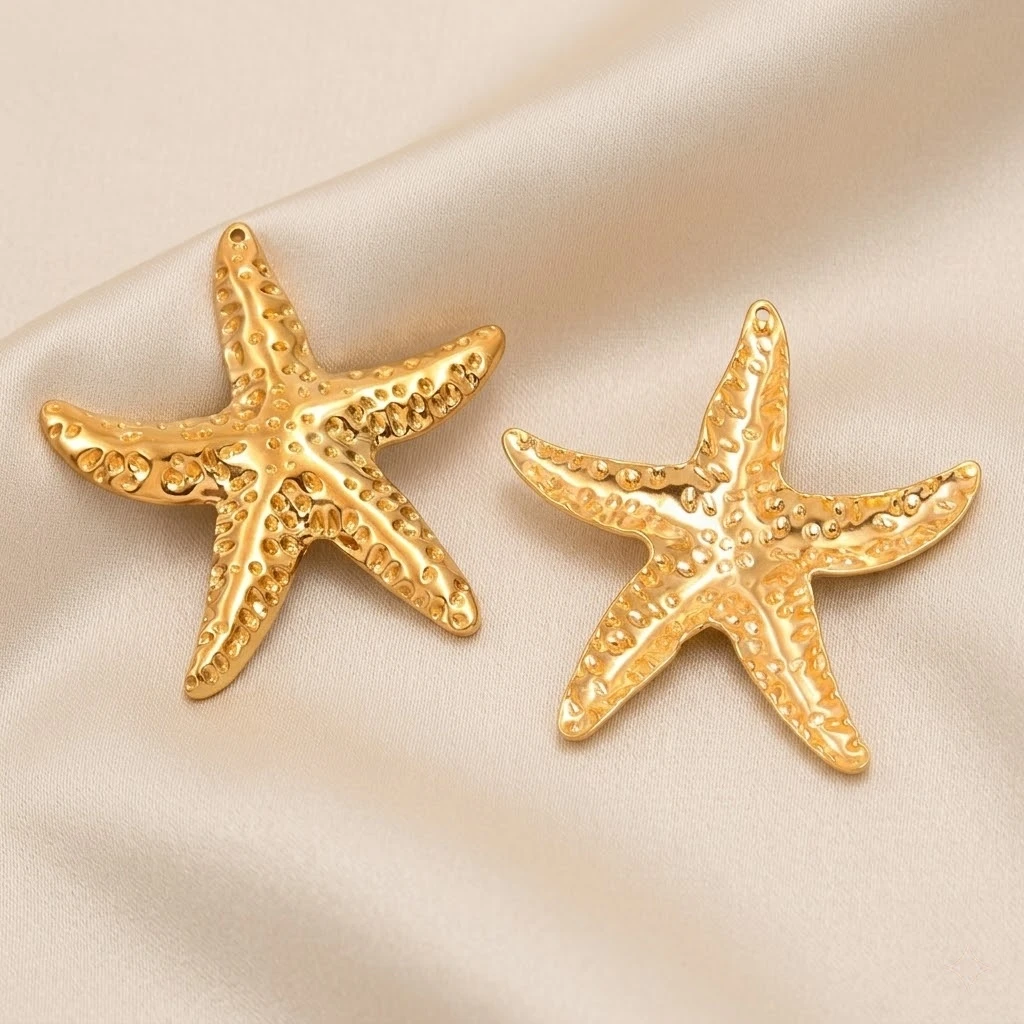 2 Stück Edelstahl Seestern-Anhänger für DIY Halsketten, Armbänder, Ohrringe, Sommer-Strandschmuck und Bastelarbeiten – Detail 7